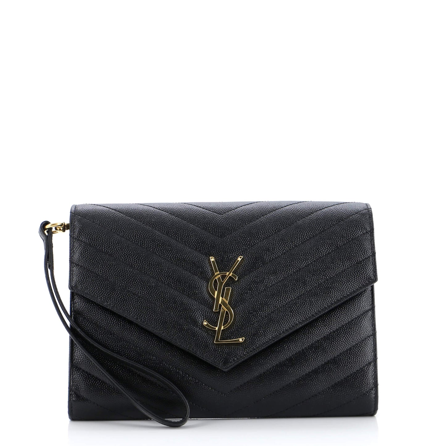 Luxury Saint Laurent Trending 2026 Classic Monogram Envelope Wristlet Clutch Matelasse Chevron Leather