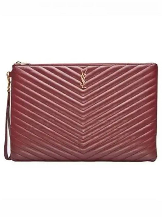 Luxury Saint Laurent Trending 2026 Matelasse Leather Document Holder Wine