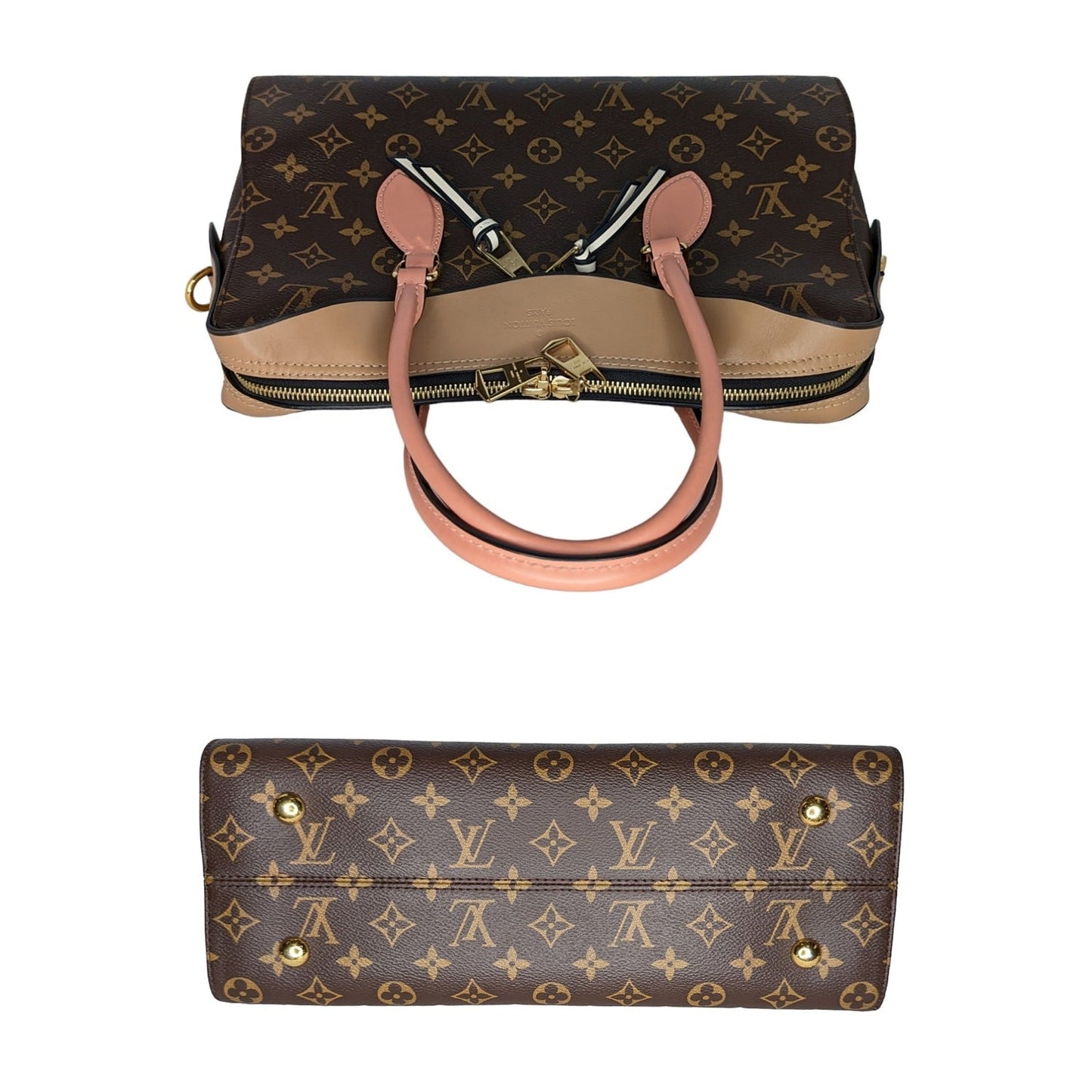 Louis Vuitton Monogram Canvas Tuileries Sesame Peach Satchel Handbag