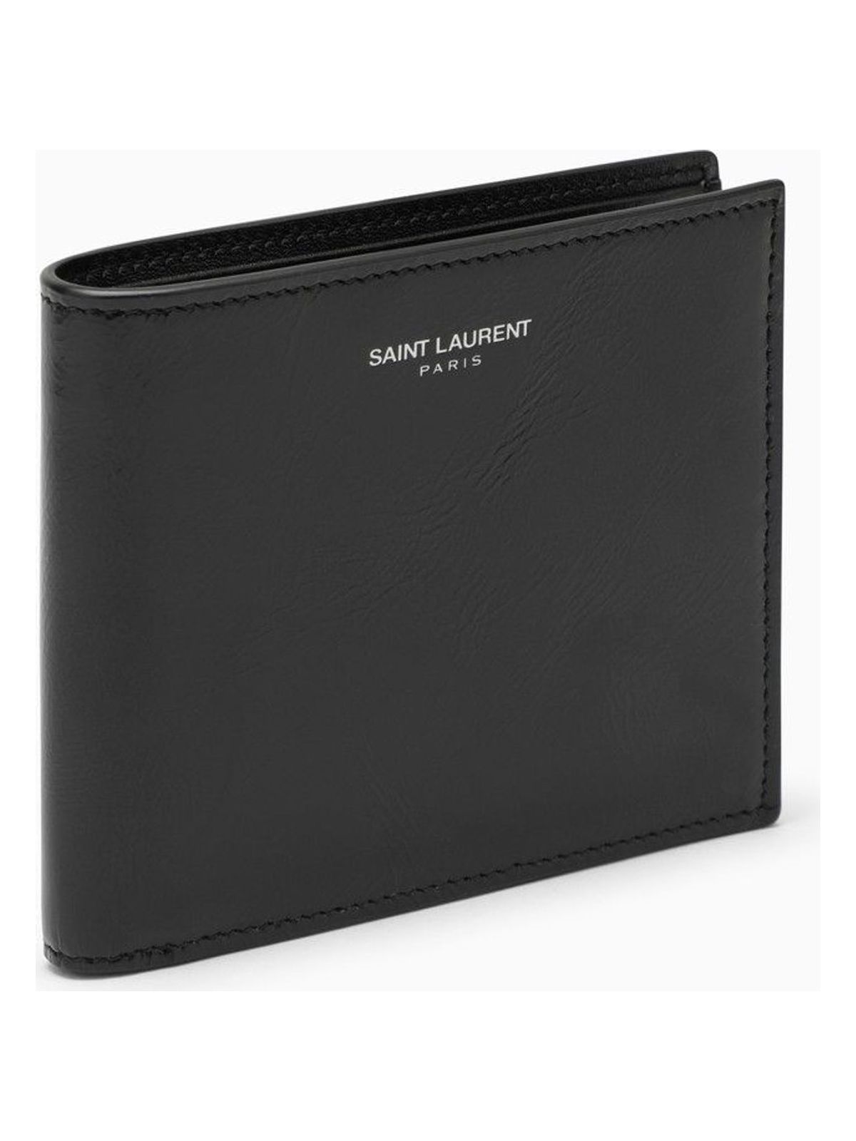 Luxury Saint Laurent Trending 2026 Men's Black Leather Bi-Fold Wallet in Brown | 396307AADA4
