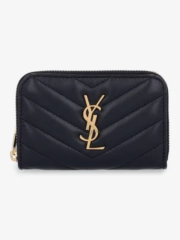 Luxury Saint Laurent Trending 2026 Cassandra Leather Card Wallet Black