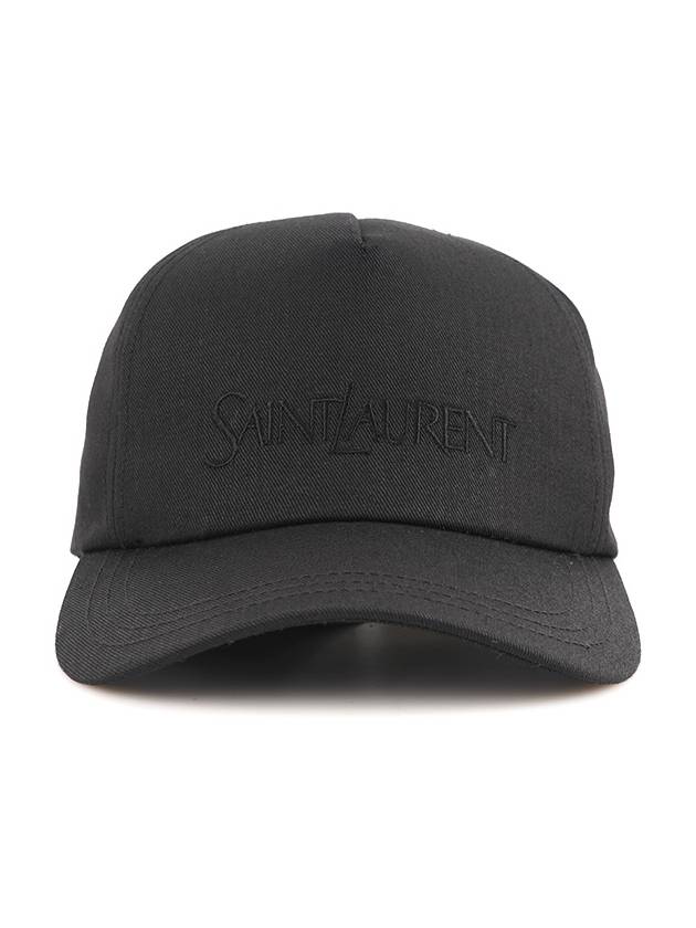 Luxury Saint Laurent Trending 2026 Embroidered Logo Gabardine Weave Cotton Ball Cap Black