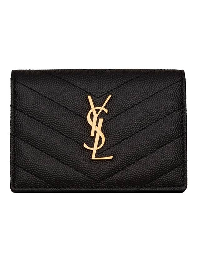 Luxury Saint Laurent Trending 2026 Monogram Caviar Embossed Business Card Wallet Black