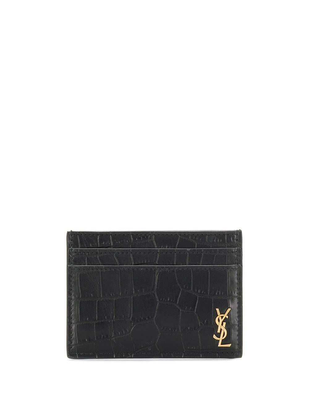 Luxury Saint Laurent Trending 2026 Men's Animal Print Logo Plaque Cardholder in Nero | 607603DZE0W1000