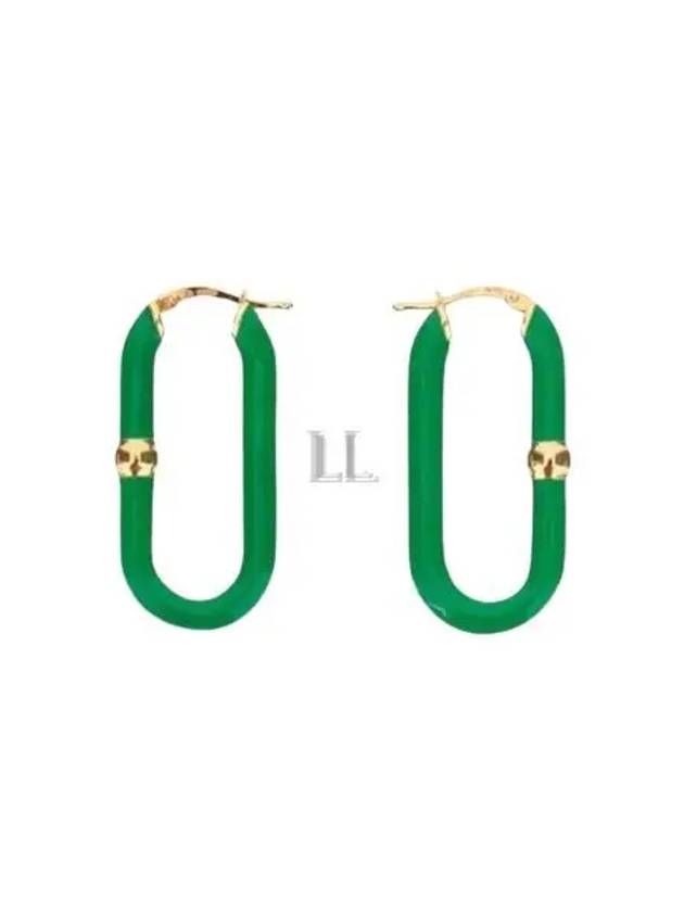 Luxury Bottega Veneta Enamel Hoop Earrings Green