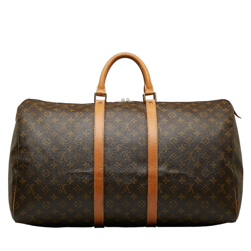 Louis Vuitton Monogram Keepall 55 Boston Bag Travel Bag Brown