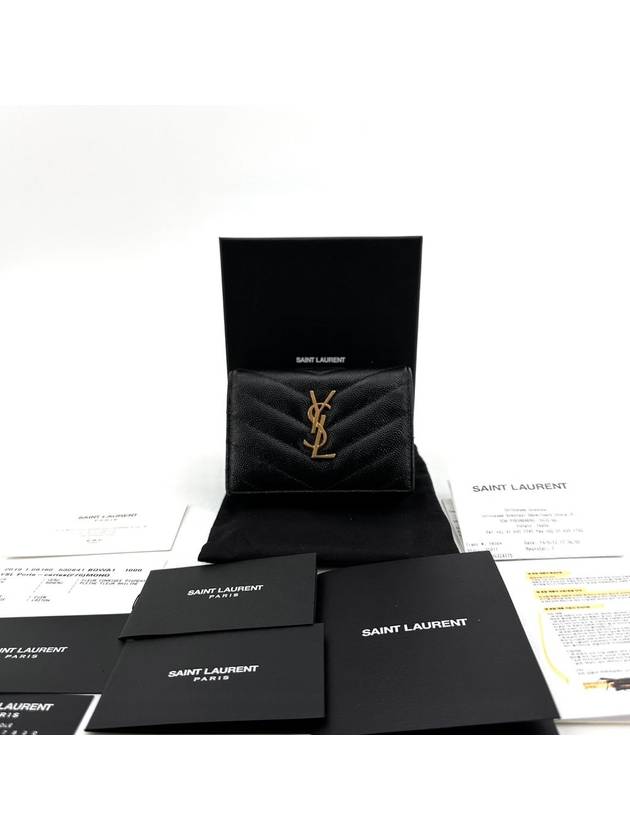 Luxury Saint Laurent Trending 2026 Monogram gold flap card wallet 530841