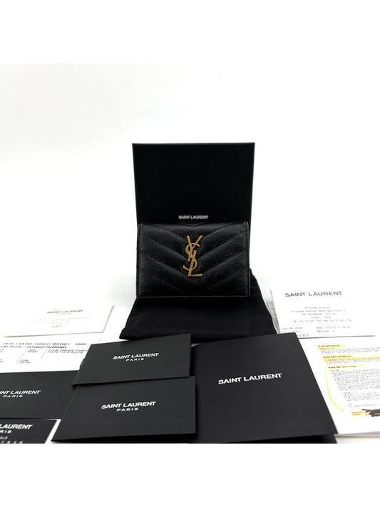 Luxury Saint Laurent Trending 2026 Monogram gold flap card wallet 530841