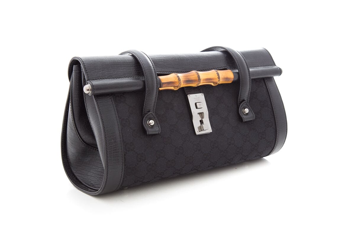 Gucci Bamboo Black Monogram Handbag