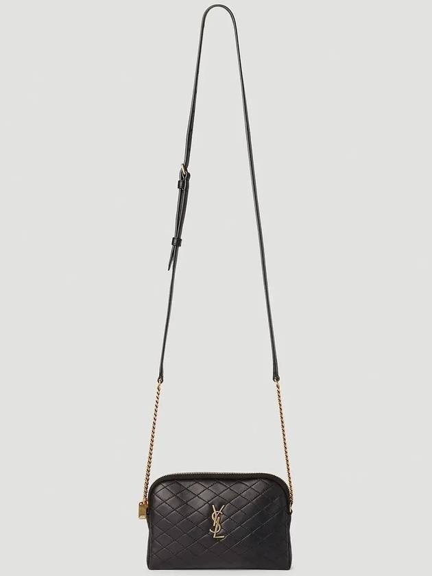 Luxury Saint Laurent Trending 2025 Gaby Quilted Lambskin Chain Cross Bag Black