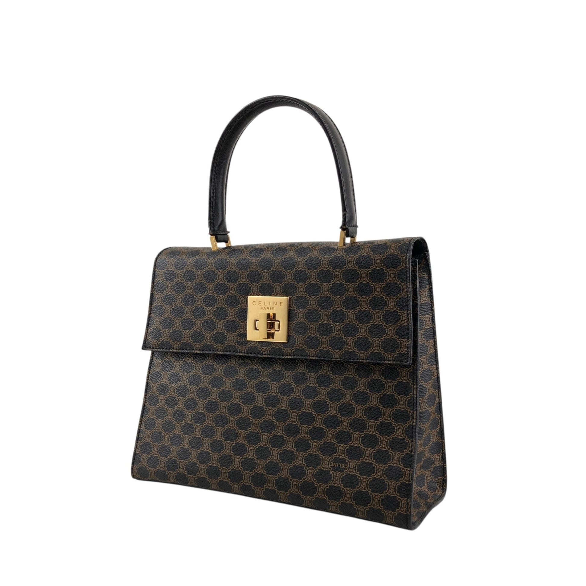 CELINE Macadam Turn Lock Handbag Black 75x5vx