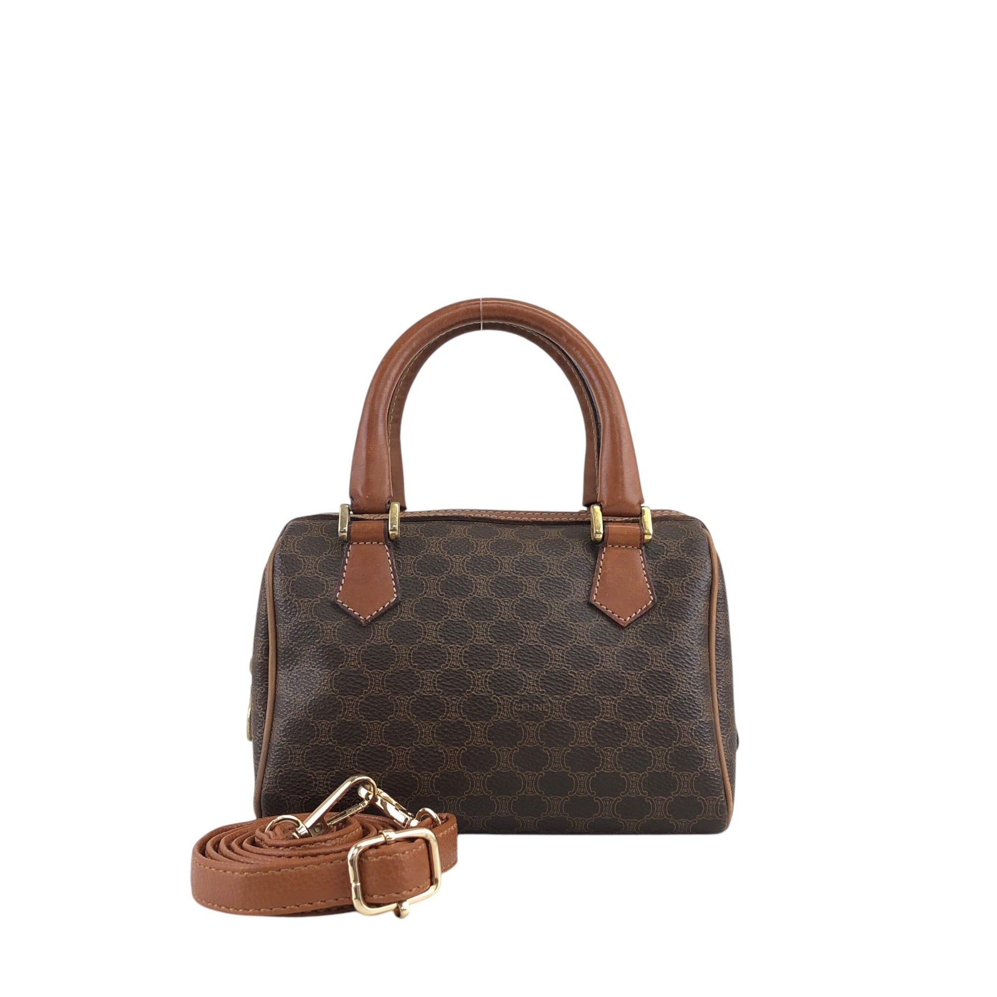 CELINE Macadam Two-way Handbag Shoulder bag Brown mncvkw