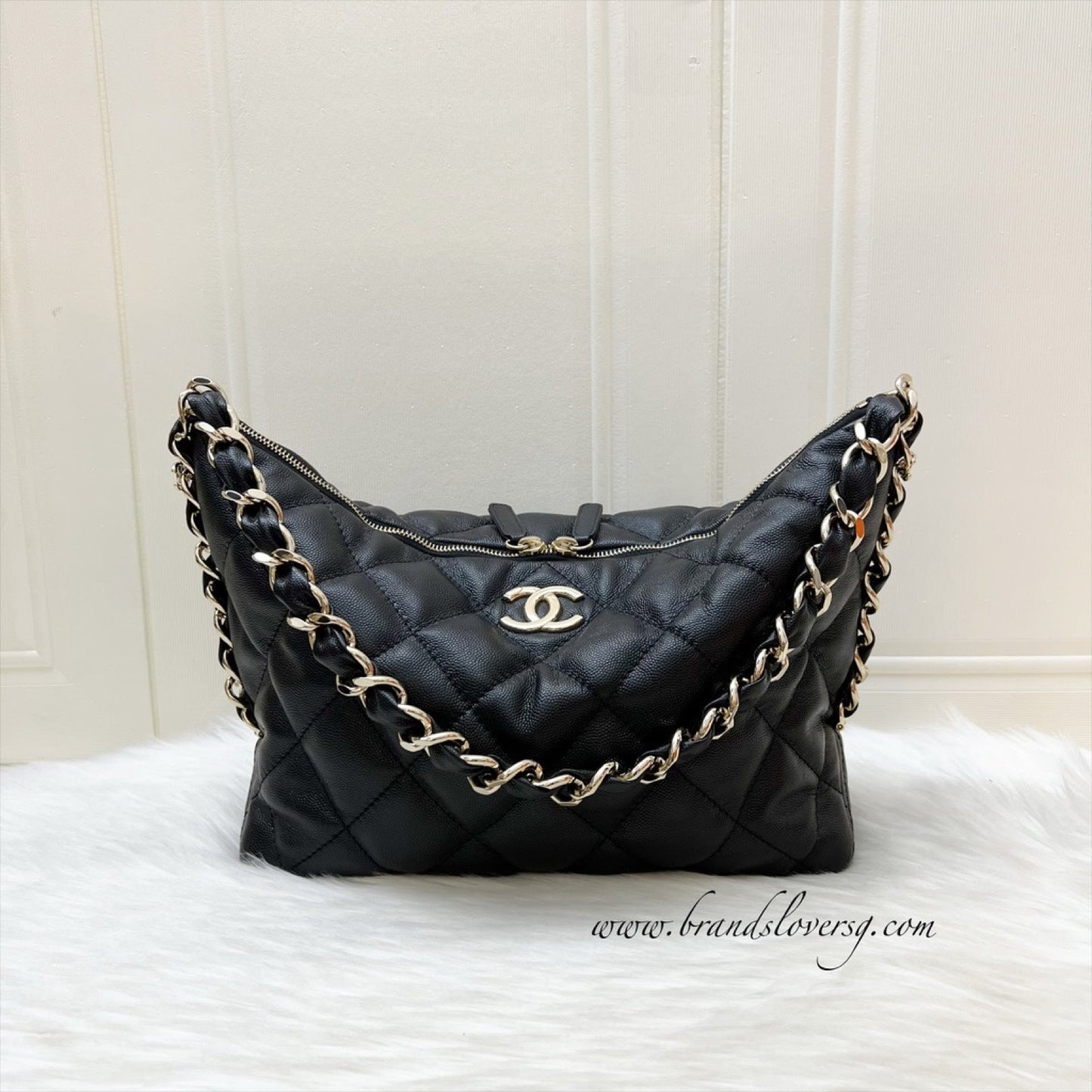 Chanel 24P Large Hobo Bag in Black Caviar and LGHW (Model: AS4248)