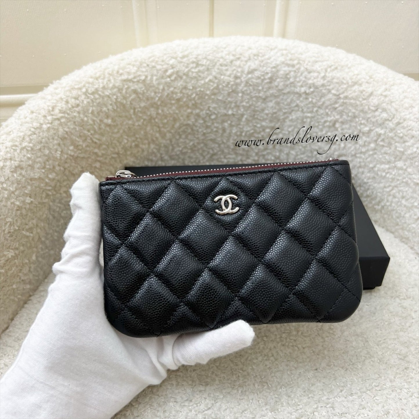 Chanel Mini O-Case / Pouch in Black Caviar and SHW (Model: A82365) Clutch