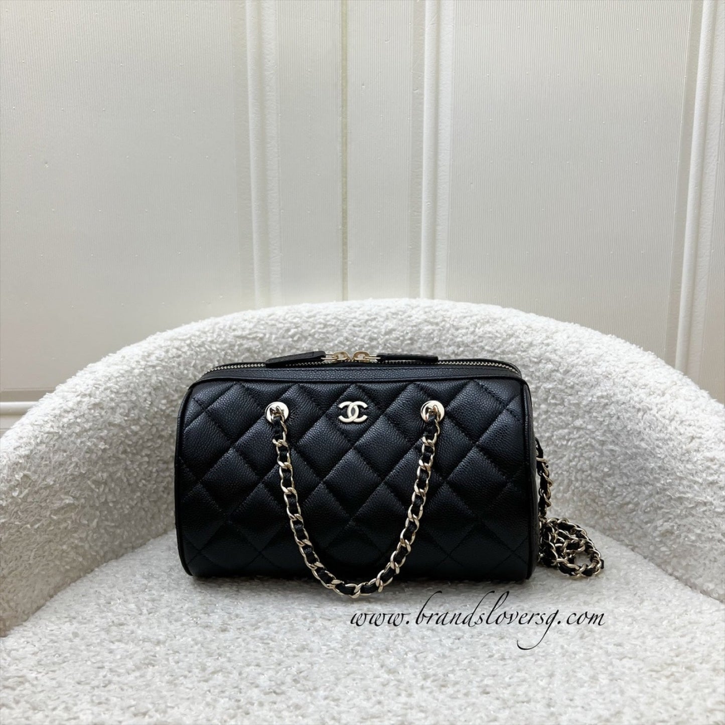 Chanel 25P Bowling Bag in Black Caviar and LGHW (Model: AP4474)