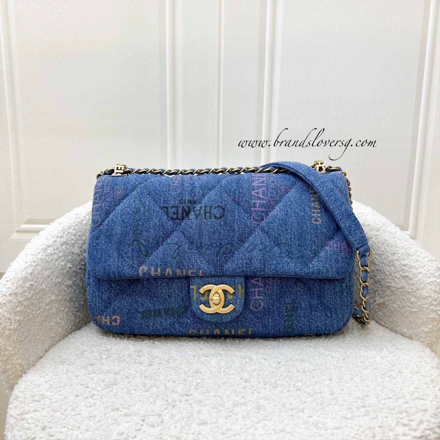 Chanel 22P Mood Medium Flap Bag in Blue Printed and AGHW