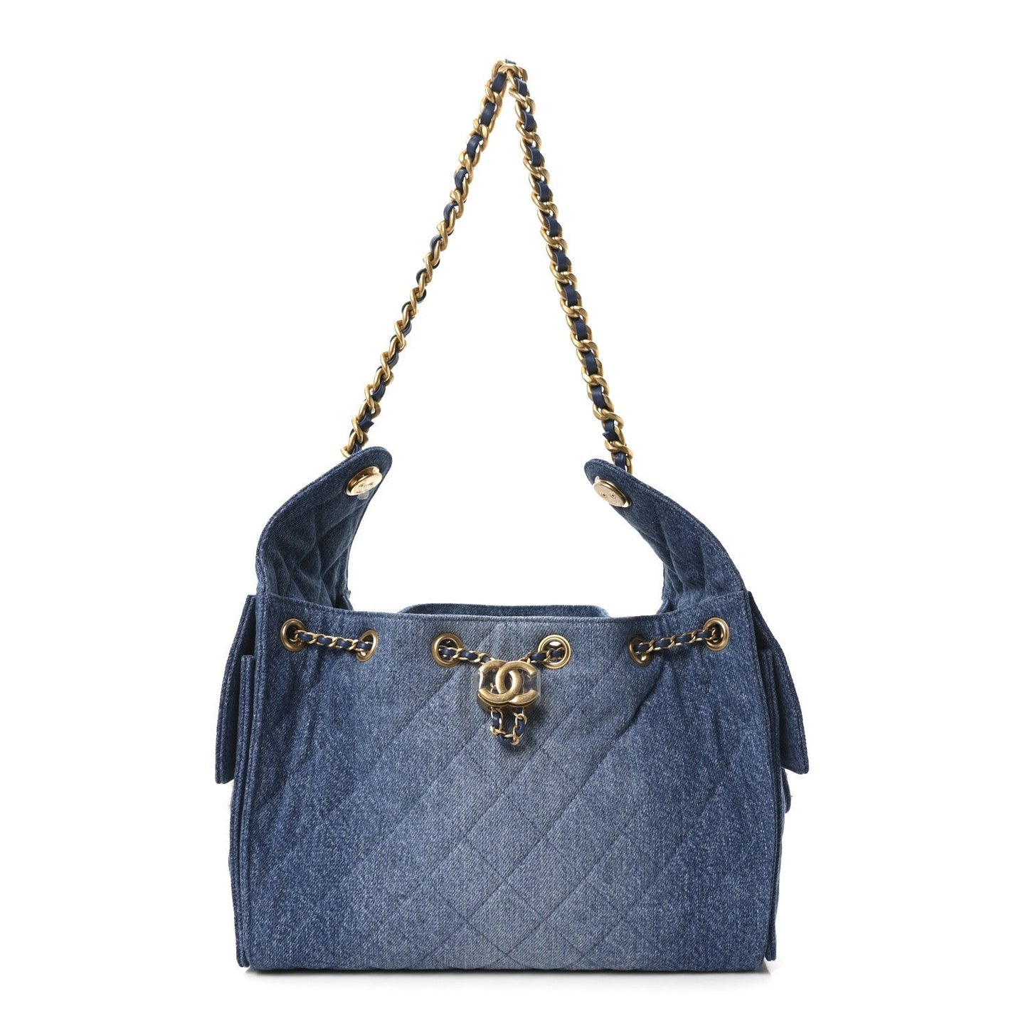 Washed Quilted Small Chanel 25 Handbag Blue