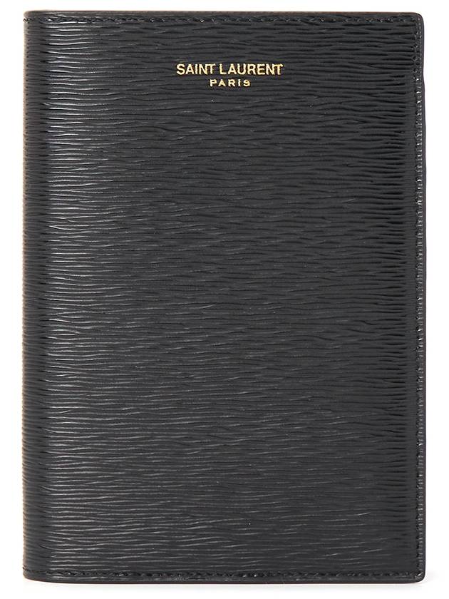 Luxury Saint Laurent Trending 2026 Logo Print Leather Card Wallet Black