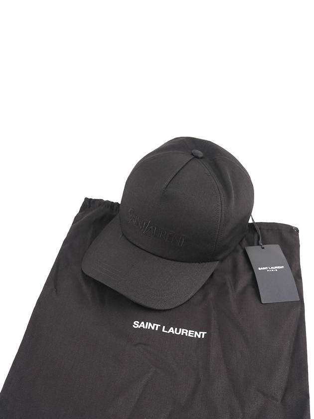 Luxury Saint Laurent Trending 2026 Embroidered Logo Gabardine Weave Cotton Ball Cap Black