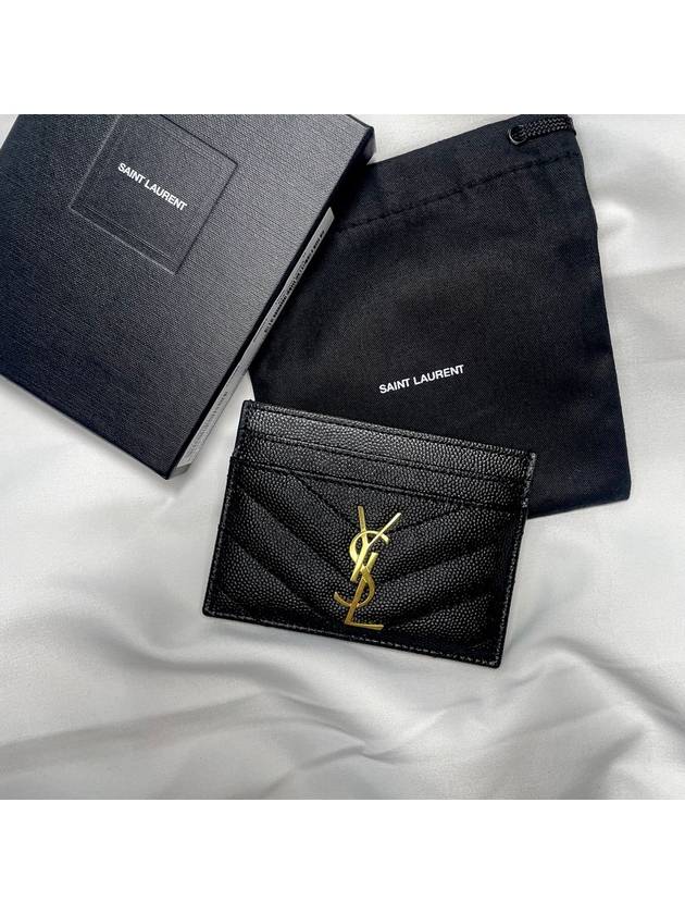 Luxury Saint Laurent Trending 2026 Gold Hardware Matelasse Caviar Leather Card Wallet Black