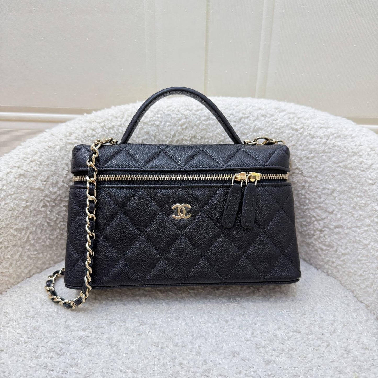 [BN - Local Full Set - Mar 2026] Chanel 26P Vanity / Clutch with Chain (LP Style Bag) in Black Caviar and GHW