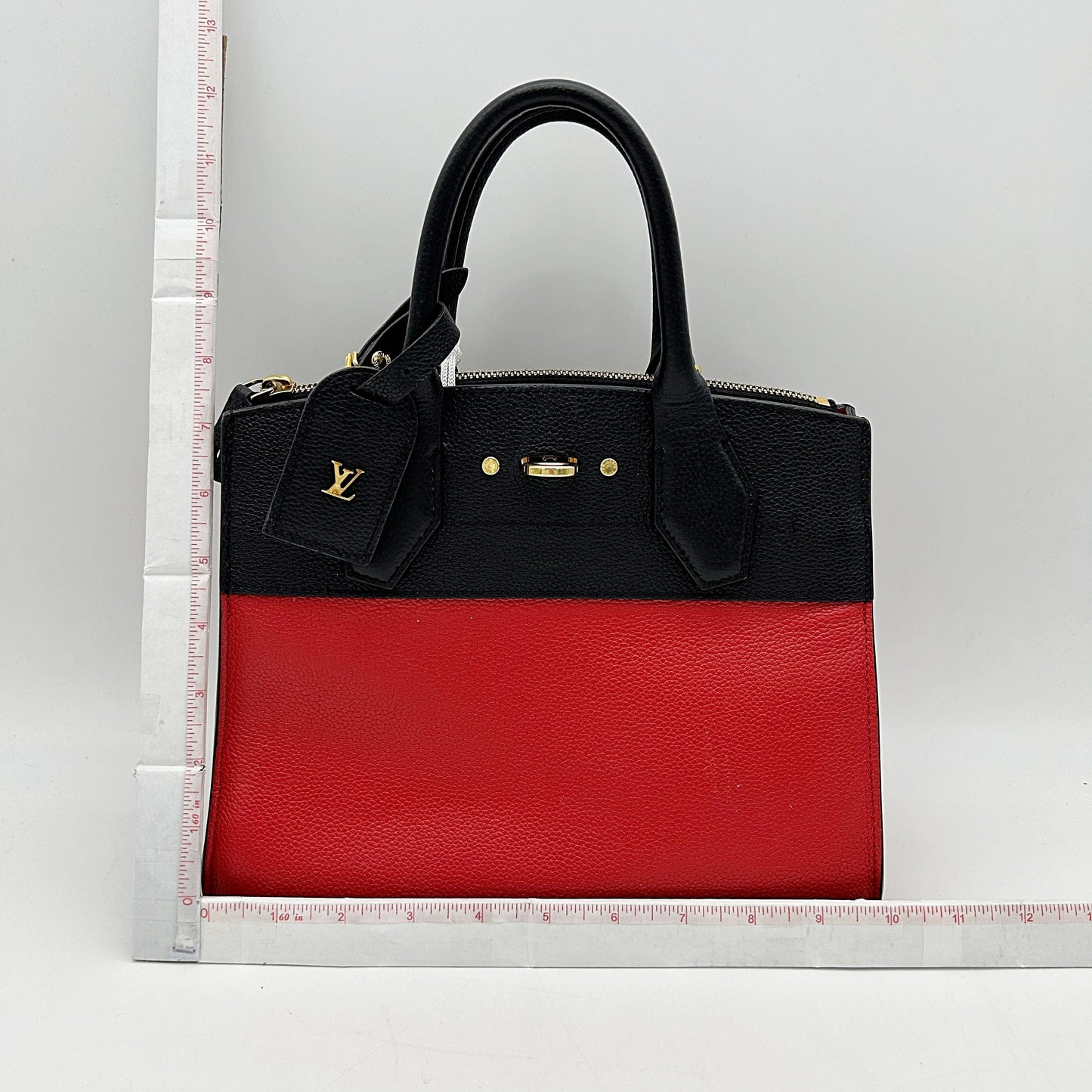 Louis Vuitton | Bags | Louis Vuitton City Steamer Handbag Leather Pm Black Red LA40373