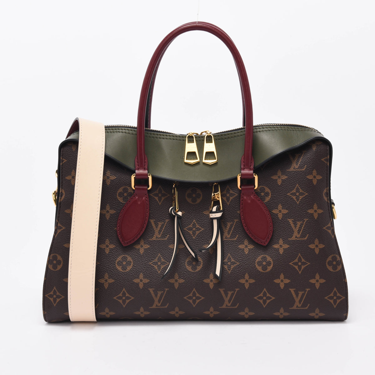 Louis Vuitton Khaki & Burgundy Monogram Canvas Tuileries Bag