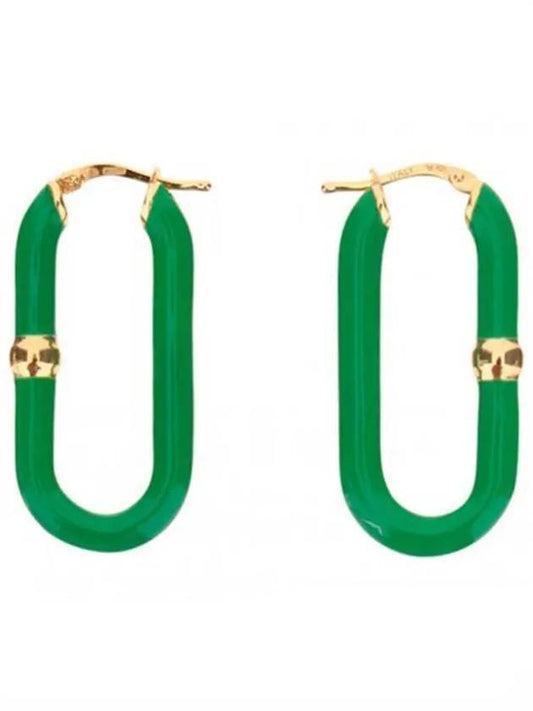 Luxury Bottega Veneta Enamel Hoop Earrings Green