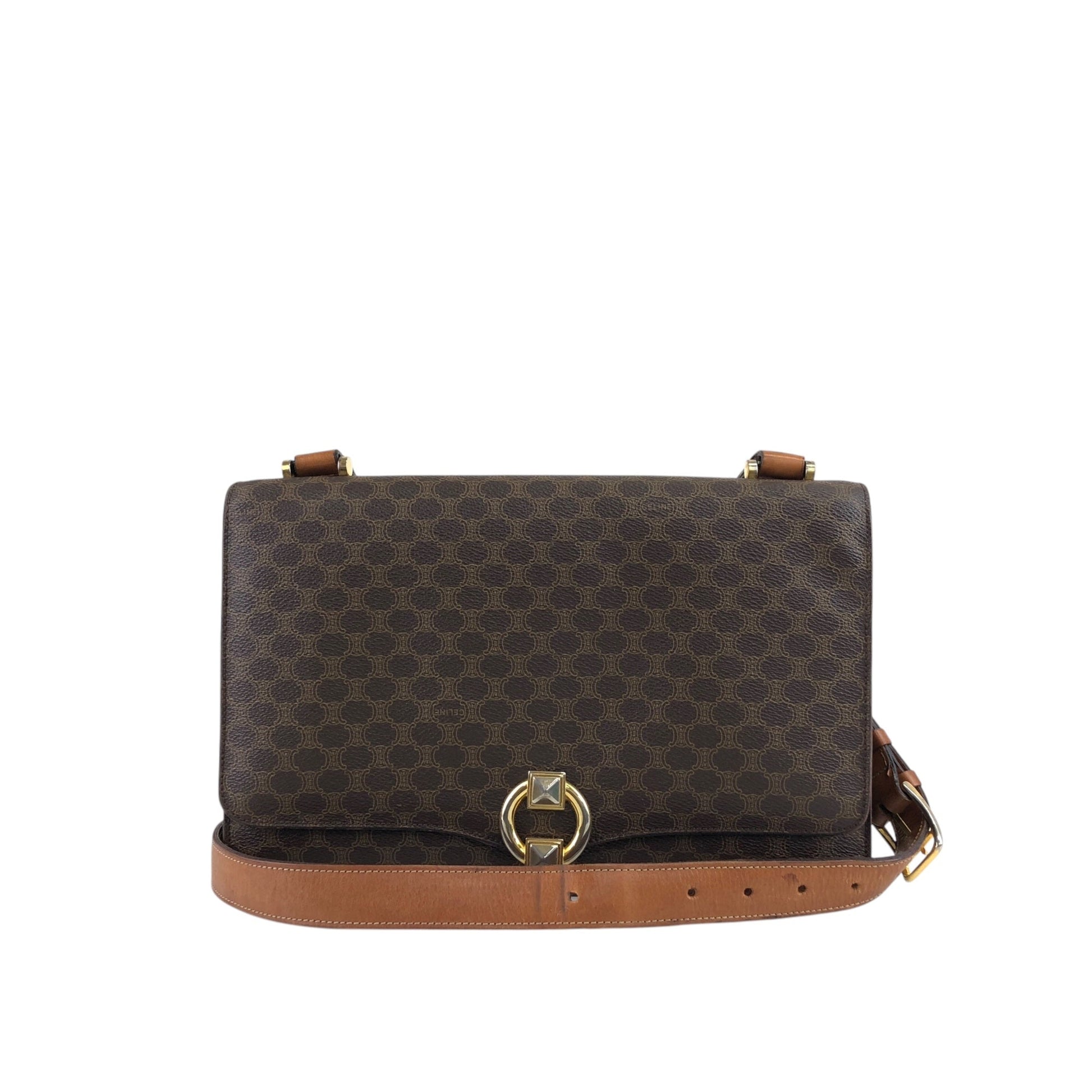 CELINE Macadam Flap Shoulder bag Brown wagmgy