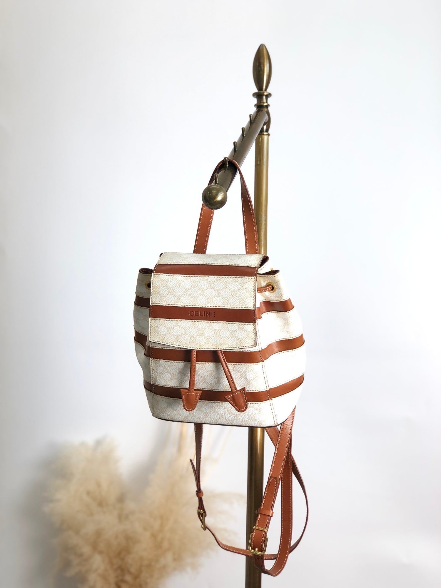 CELINE Macadam Logo Backpack White zpxaay