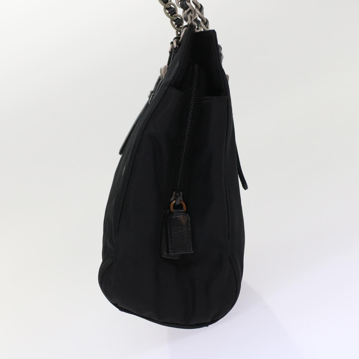 PRADA Chain Shoulder Bag Nylon Black Auth