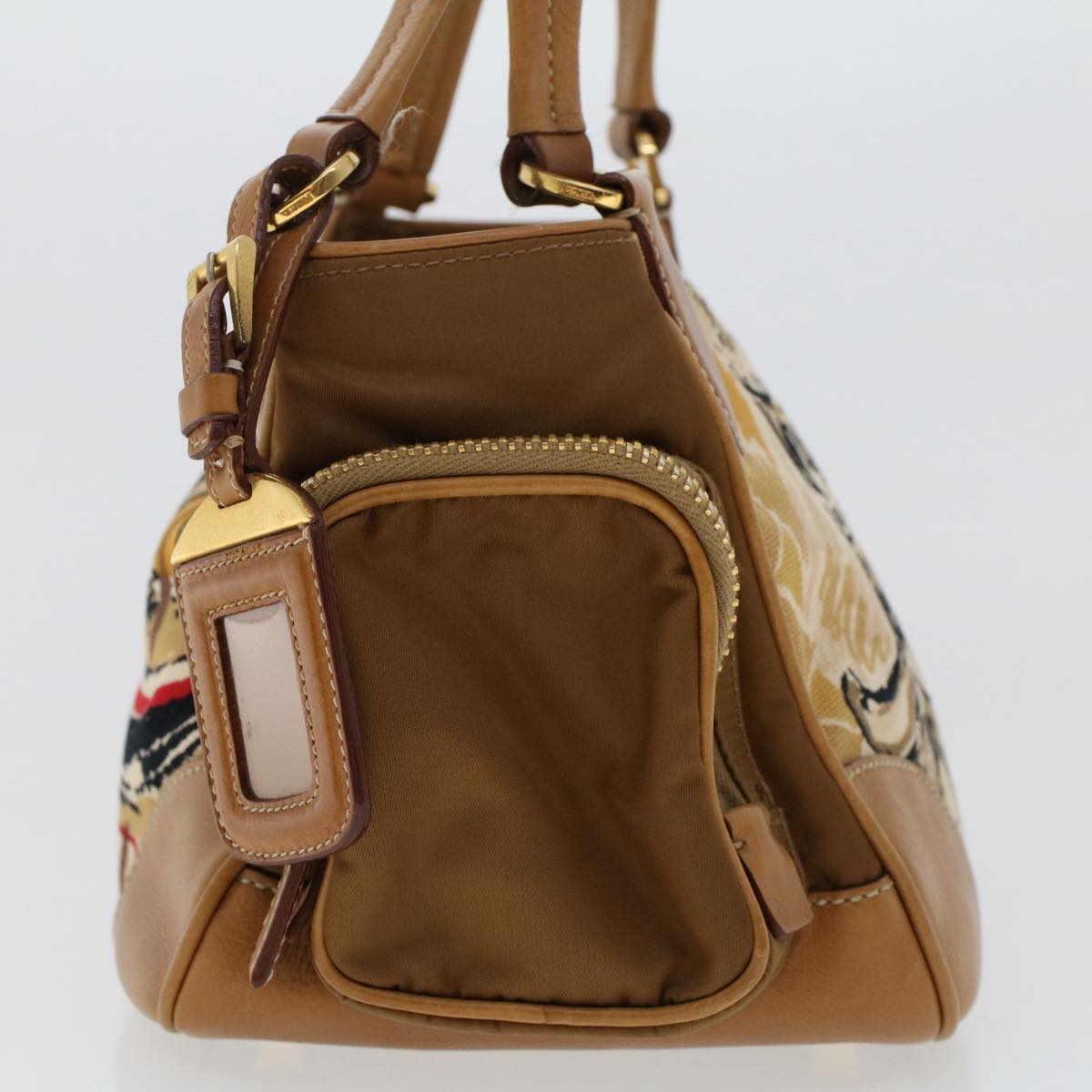 PRADA Shoulder Bag Canvas Brown Auth