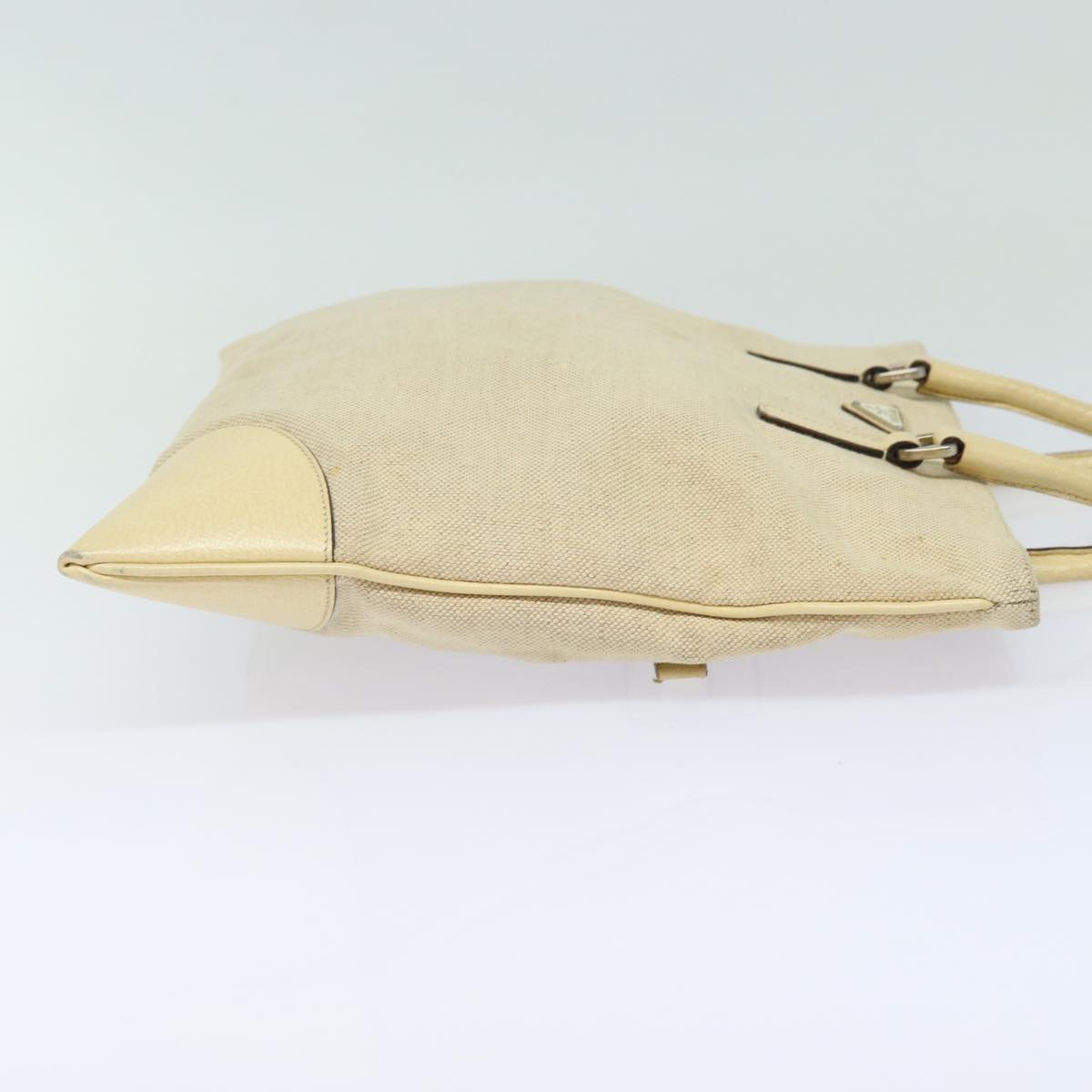 PRADA Hand Bag Canvas Beige Auth