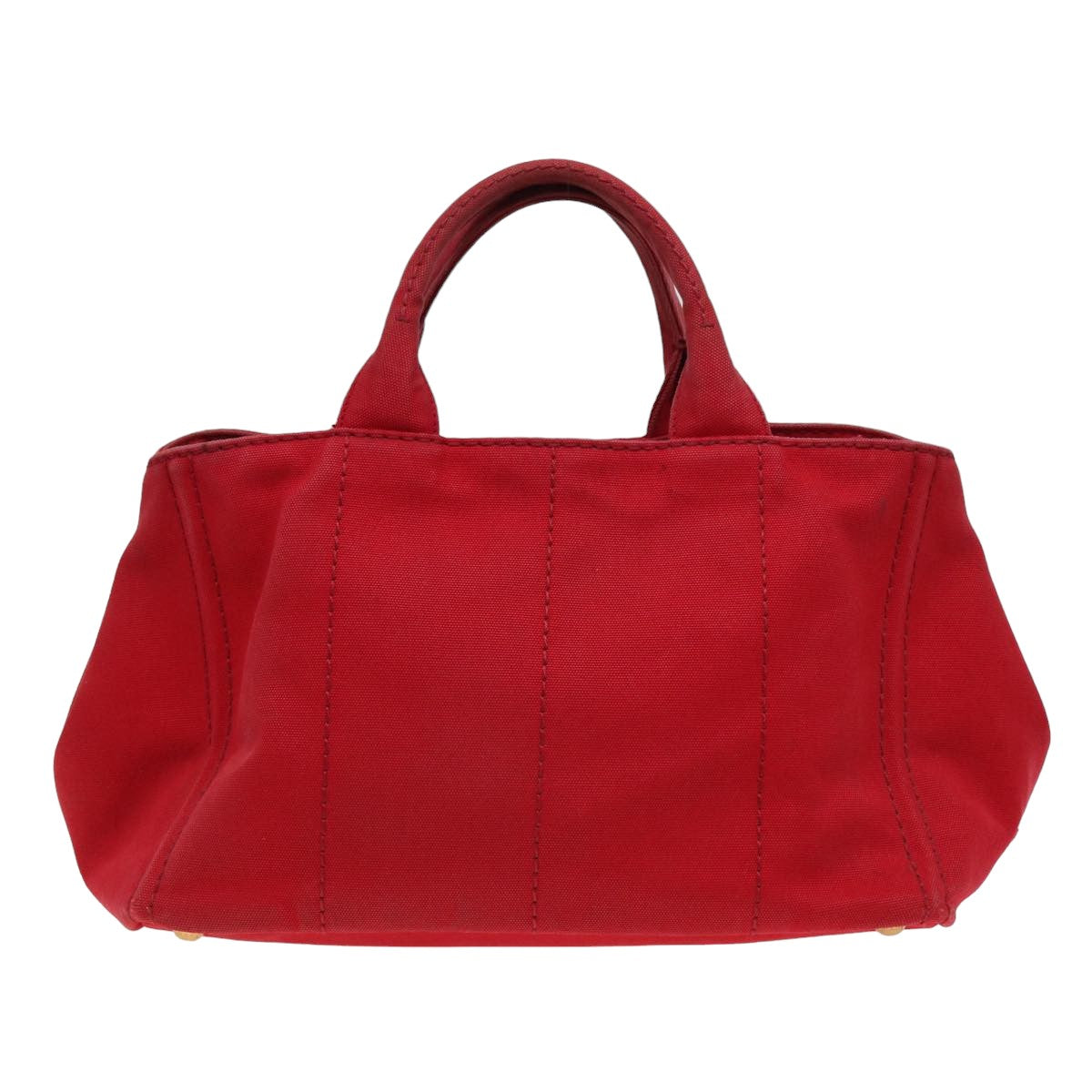 PRADA Canapa MM Hand Bag Canvas 2way Red Auth