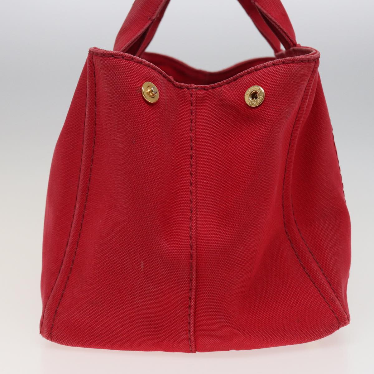 PRADA Canapa MM Hand Bag Canvas 2way Red Auth