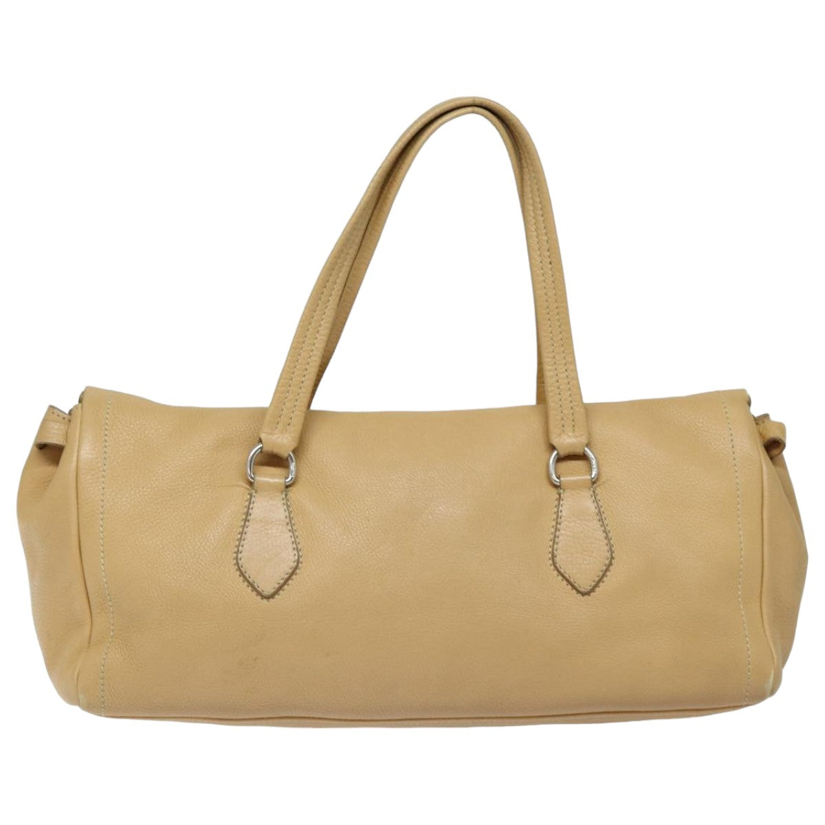 PRADA Tote Bag Leather Beige Auth