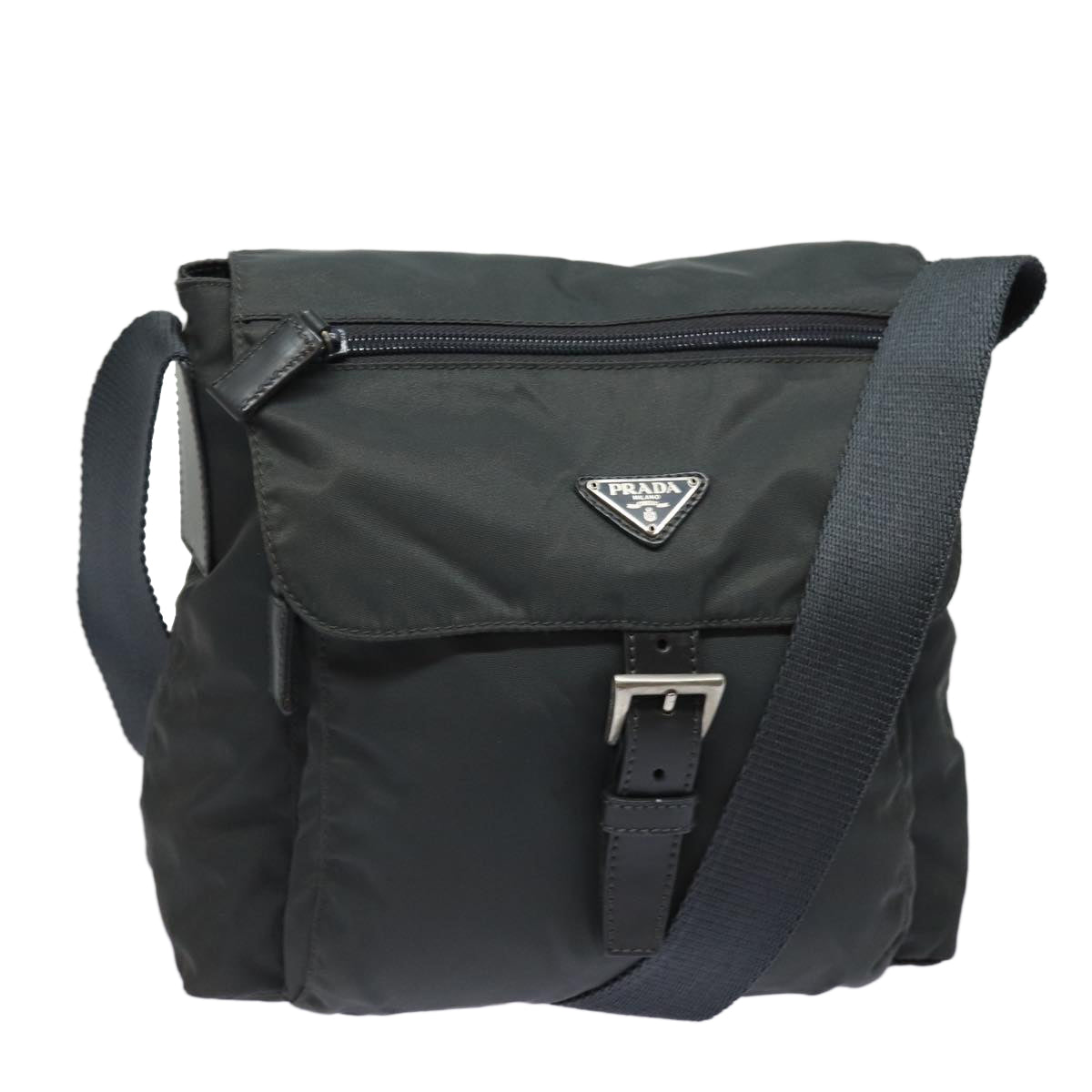 PRADA Shoulder Bag Nylon Gray Auth