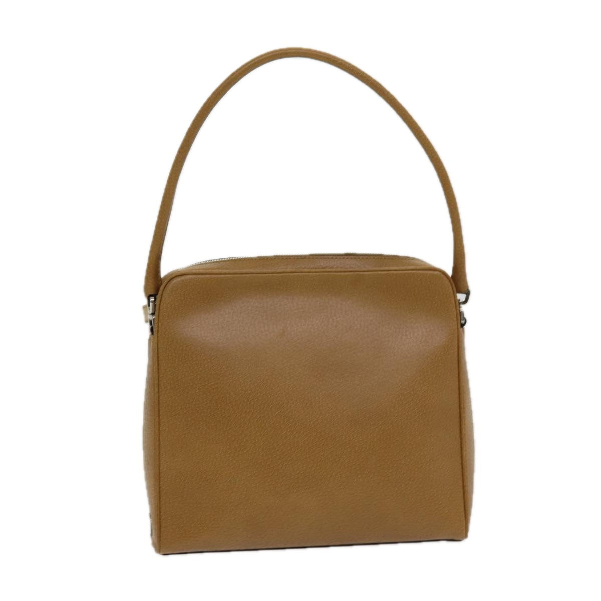 PRADA Shoulder Bag Leather Brown Silver Auth