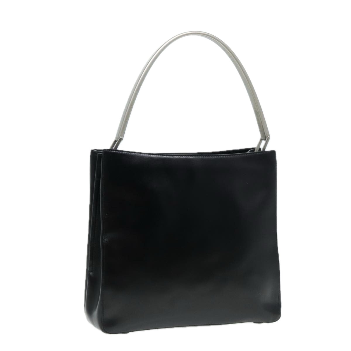 PRADA Shoulder Bag Leather Black Silver Auth