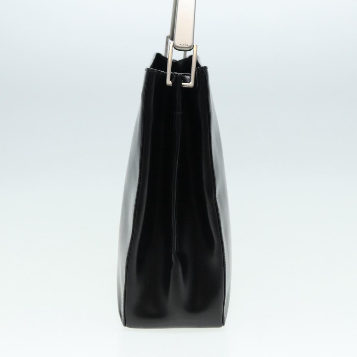 PRADA Shoulder Bag Leather Black Silver Auth