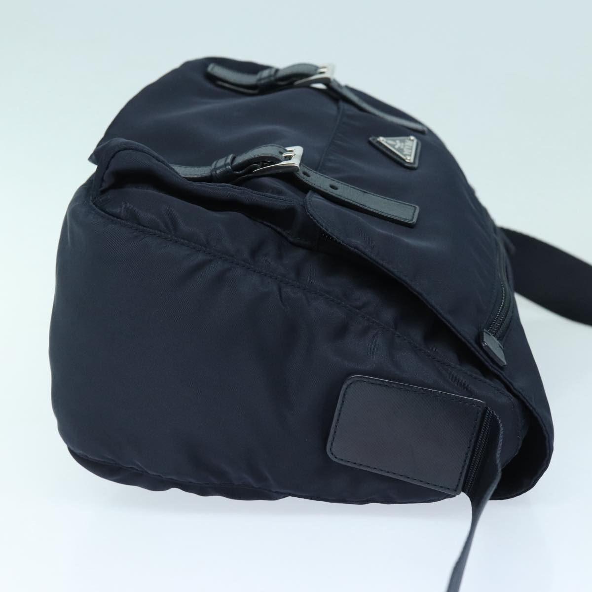 PRADA Shoulder Bag Nylon Navy Silver Auth