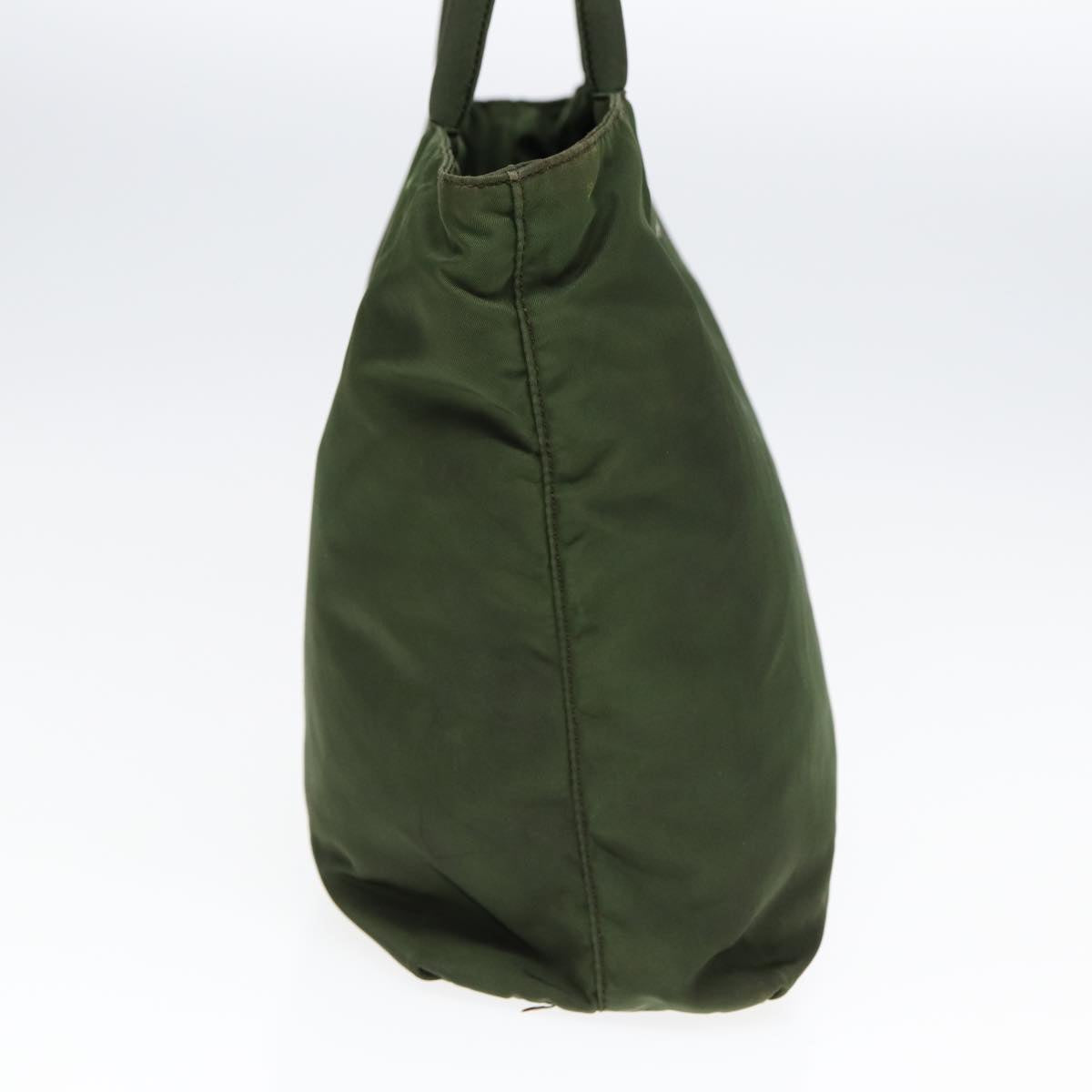 PRADA Tote Bag Nylon Khaki Silver Auth