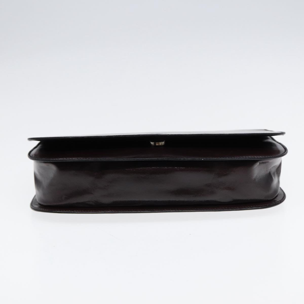 PRADA Hand Bag Leather Silver Brown Auth