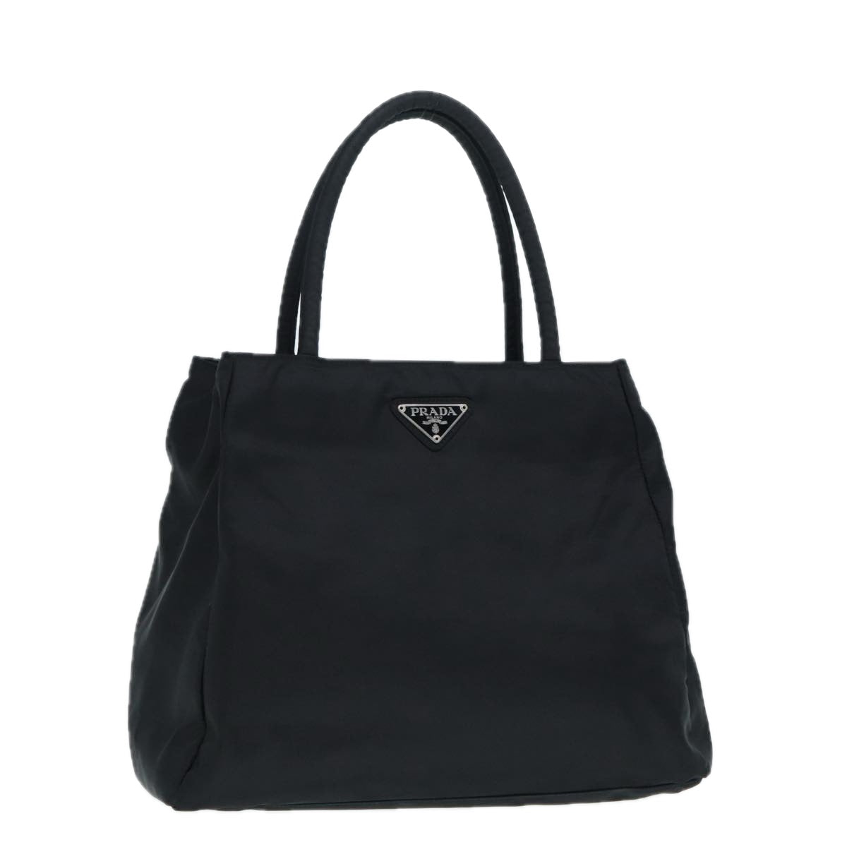 PRADA Tote Bag Nylon Silver Black Auth