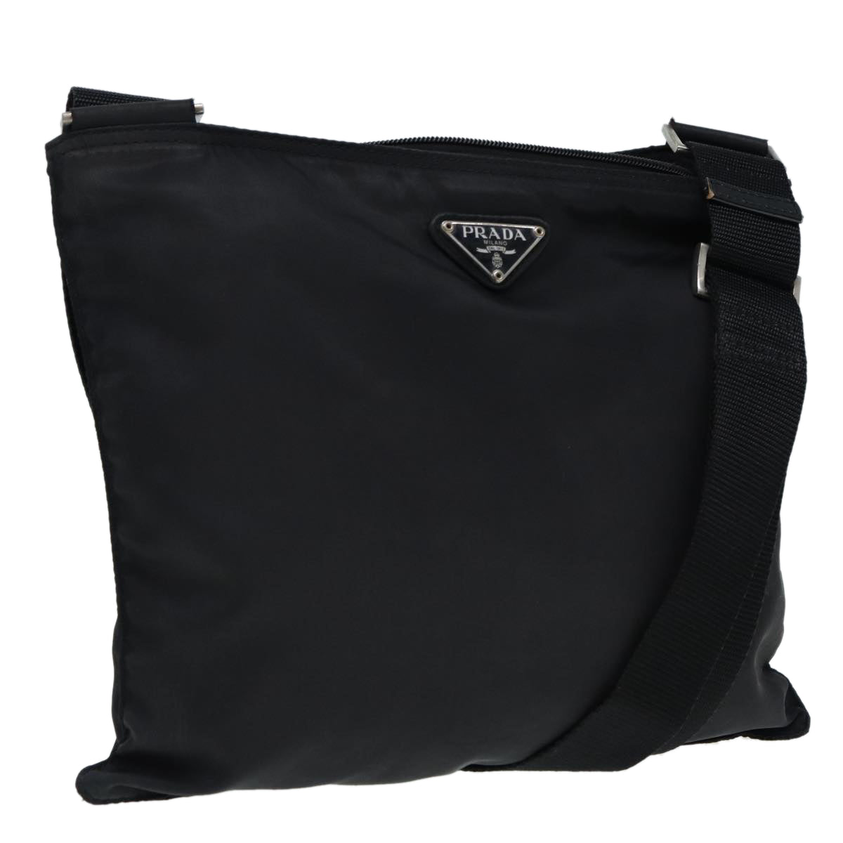 PRADA Shoulder Bag Nylon Black Silver Auth