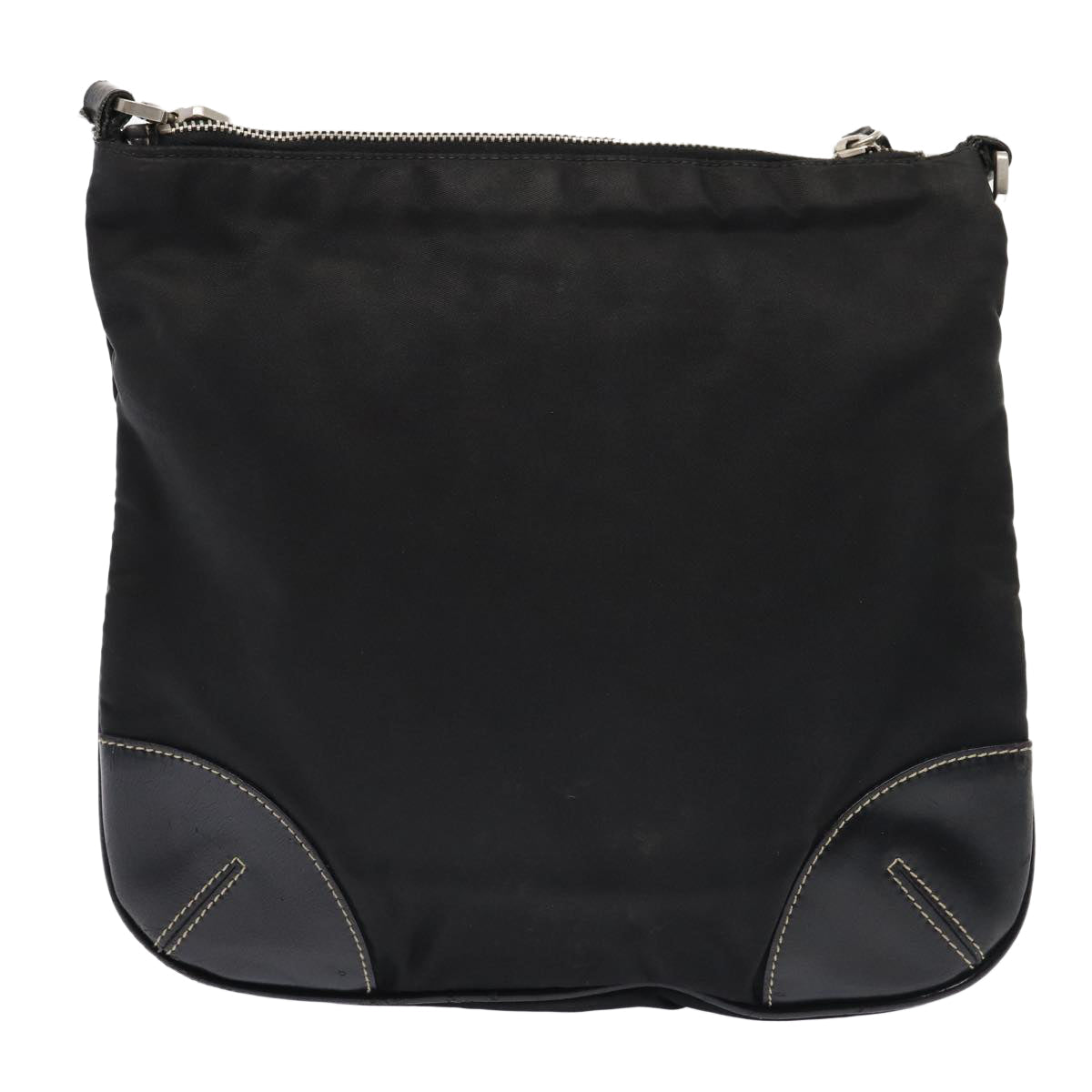 PRADA Shoulder Bag Nylon Black Silver Auth