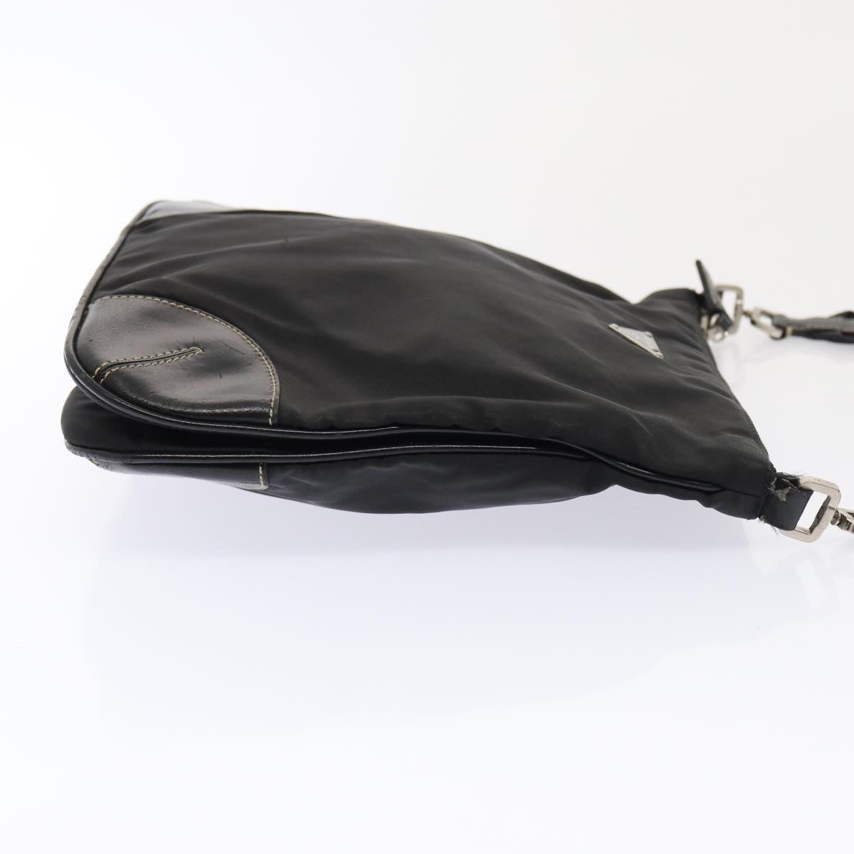 PRADA Shoulder Bag Nylon Black Silver Auth
