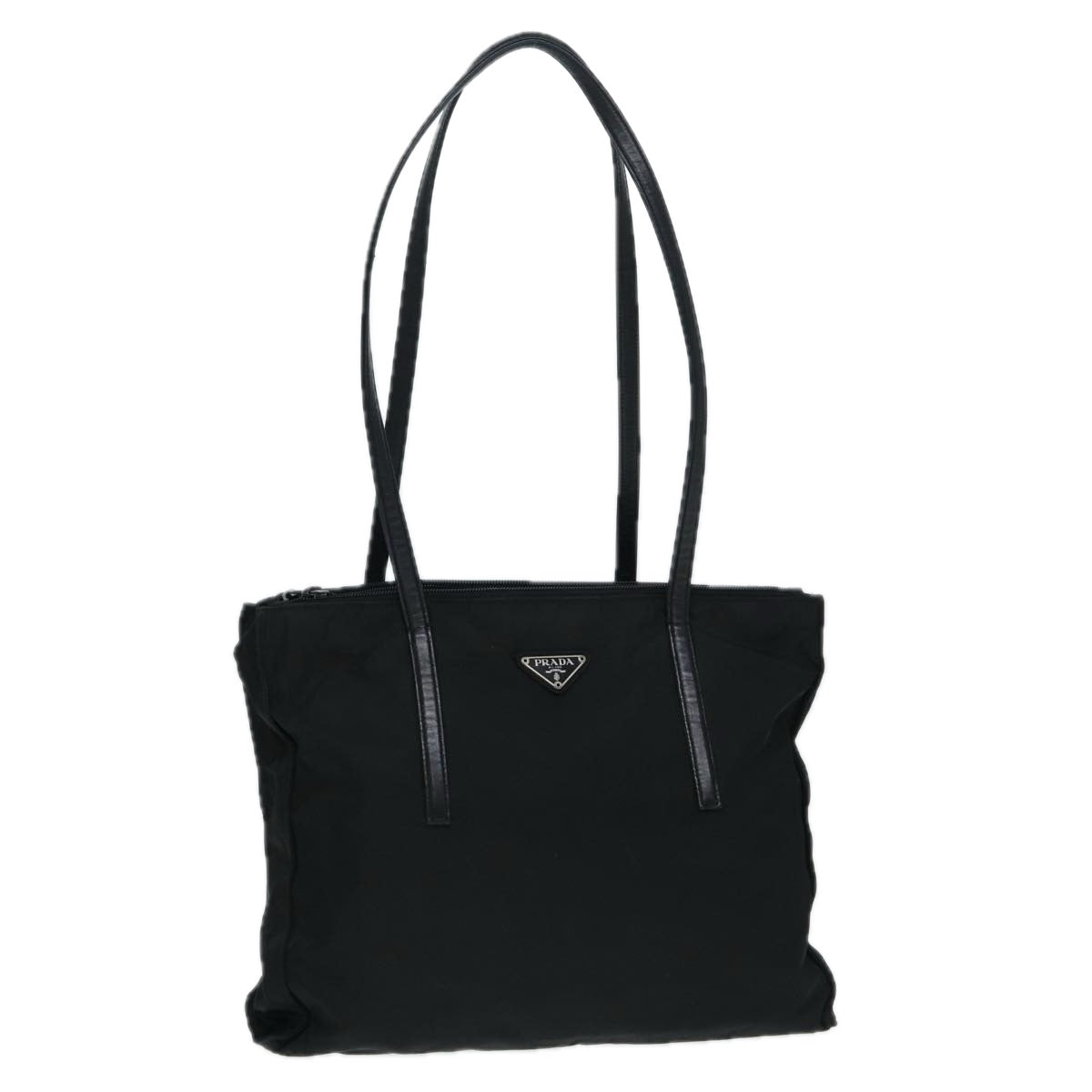 PRADA Tote Bag Nylon Black Silver Auth
