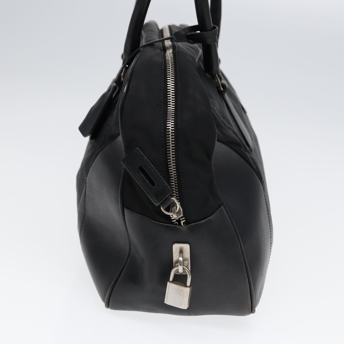 PRADA Shoulder Bag Nylon Black Silver Auth
