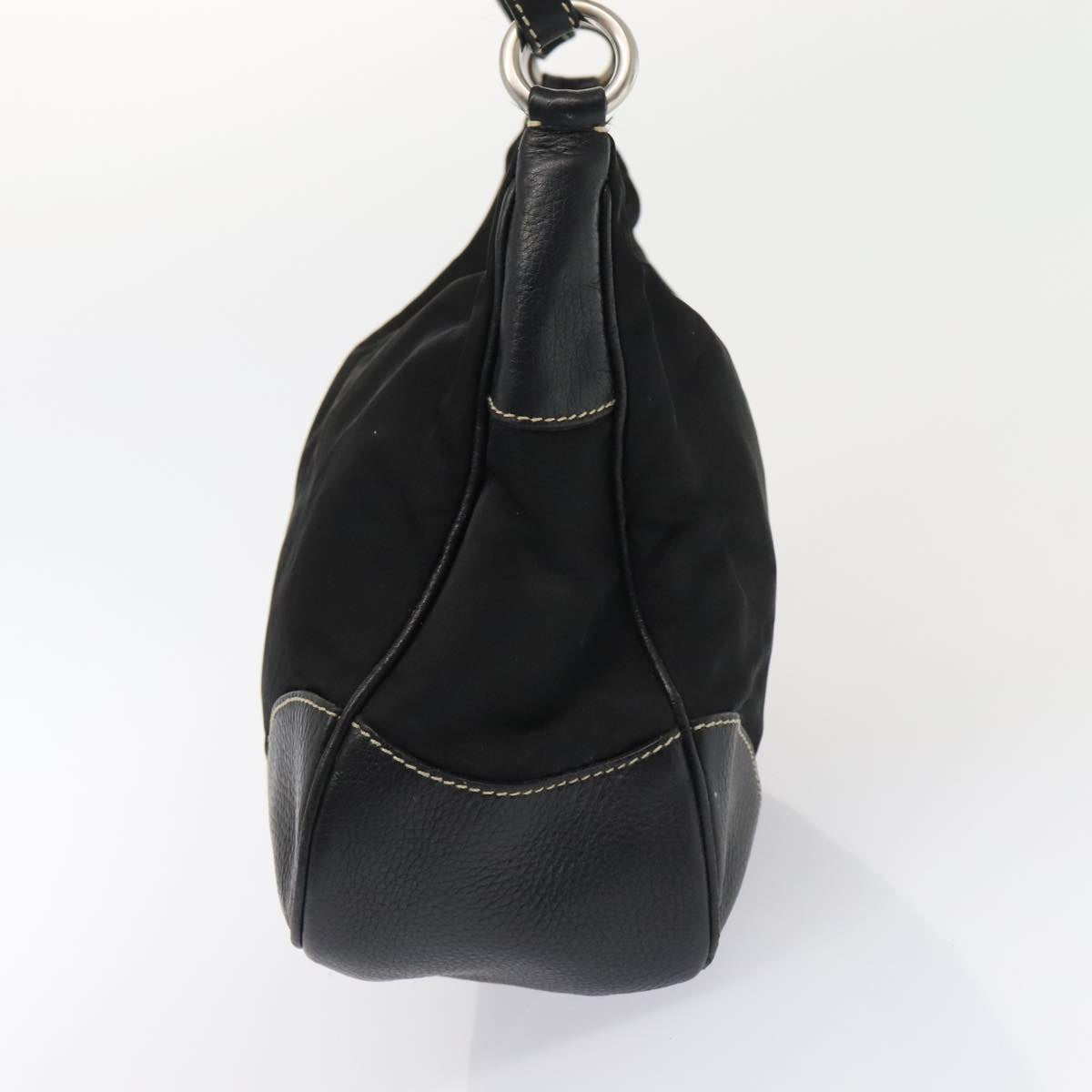 PRADA Shoulder Bag Nylon Black Silver Auth